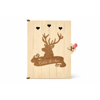 Cutie de Chei din Lemn Personalizată - Cerb Rustic
