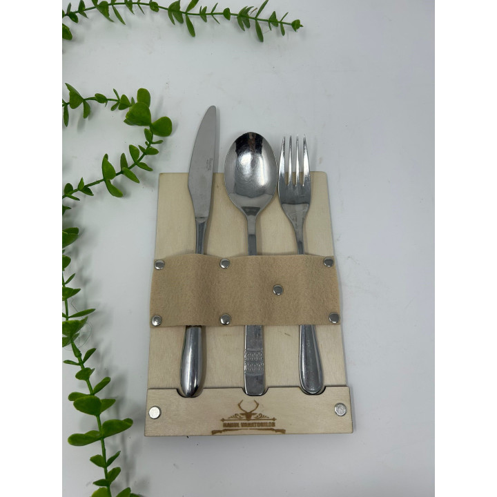 Wood & Felt Cutlery Holder 15x10 cm – Custom Engraved