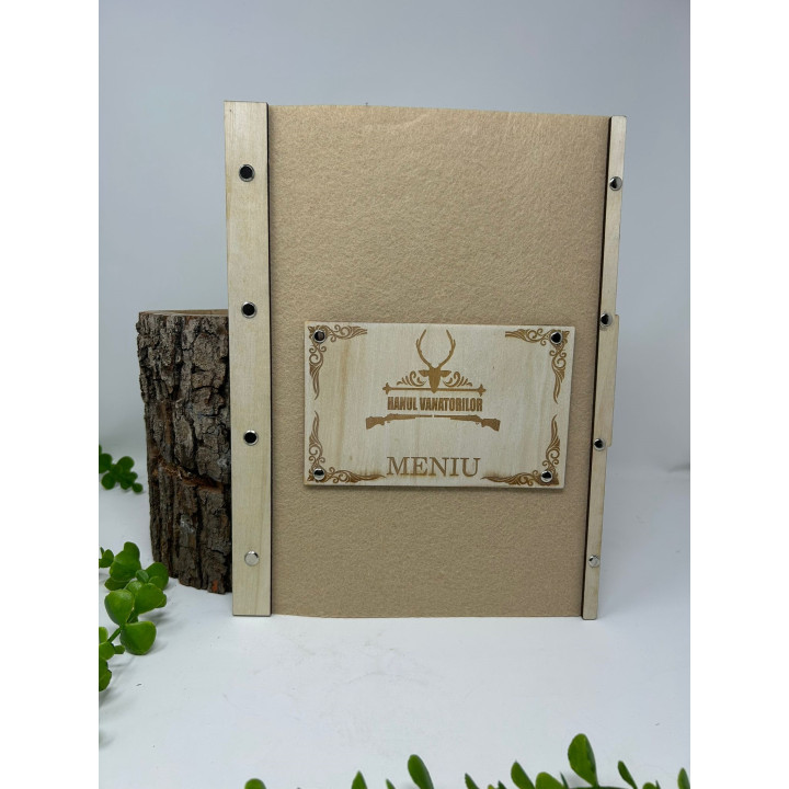 Poplar Wood & Felt Restaurant Menu Cover 30x21 cm