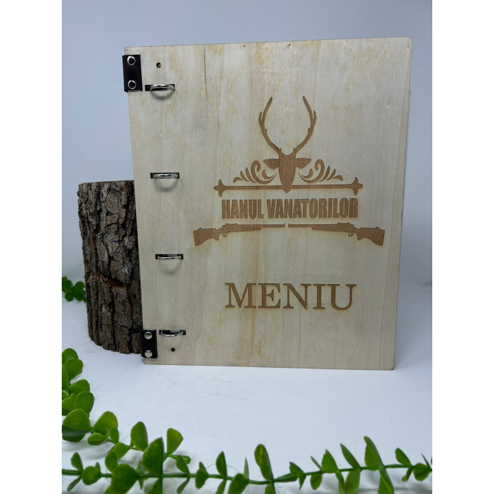 Rustikale Holz-Speisekarte – Jagd-Design, personalisierbar