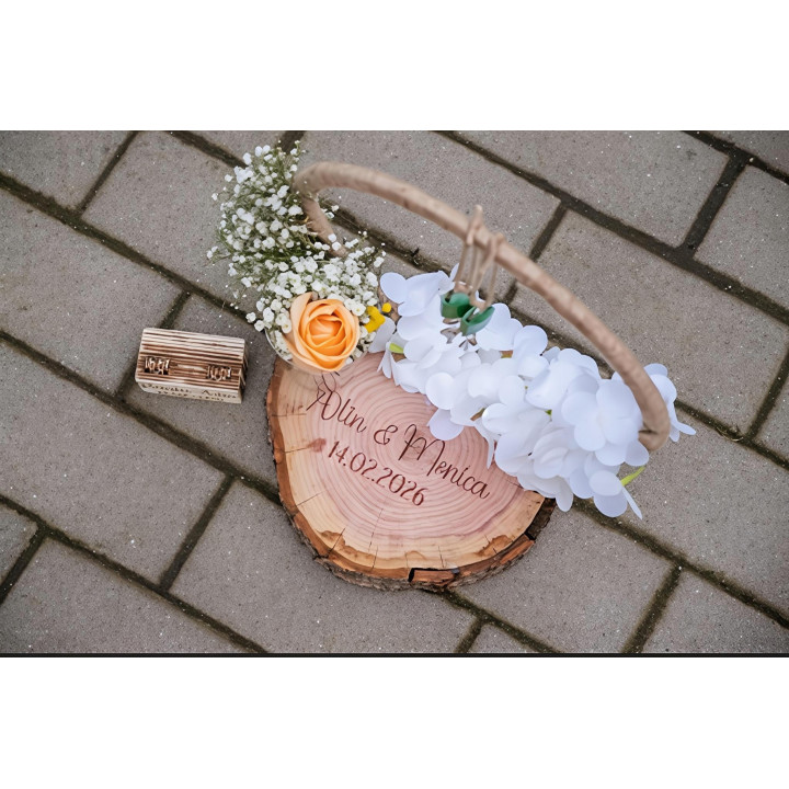 Suport verighete rustic personalizat Arcul iubirii