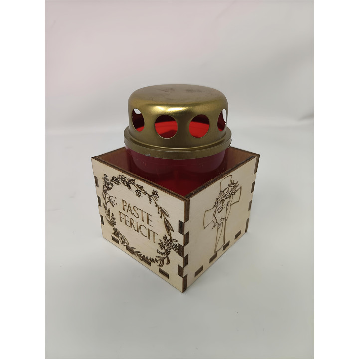 Wooden Memorial Candle Holder 'Christ is Risen' | RoArtizan