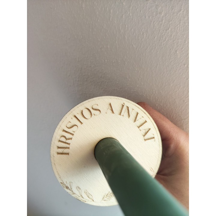 Easter Candle Holder “Christ is Risen” | Engraved Wood