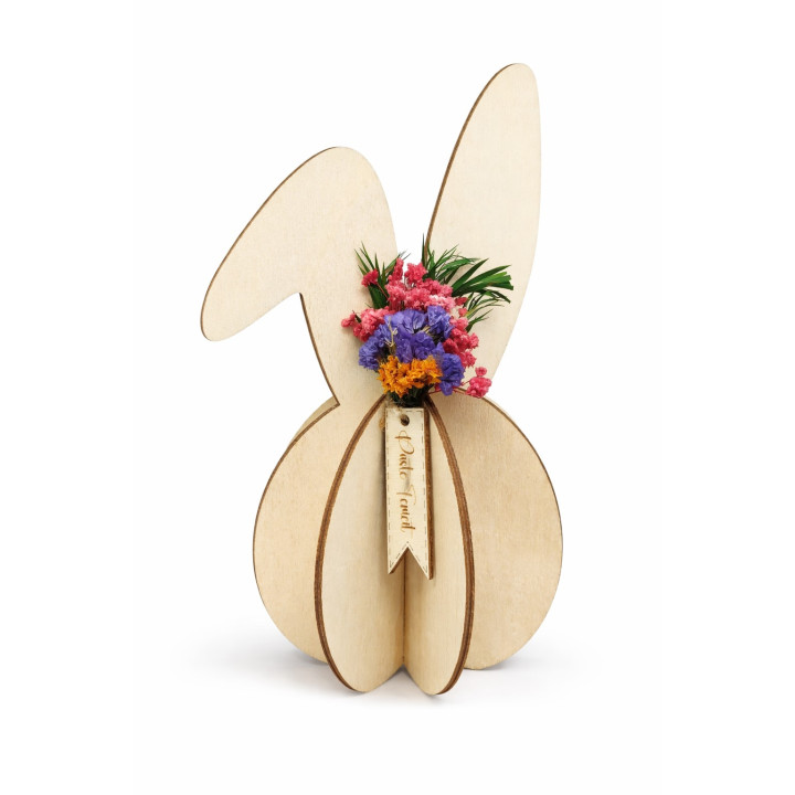 Personalized Easter Bunny | Wood & Dried Flowers