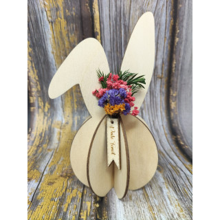 Personalisierter Osterhase | Holz & Trockenblumen