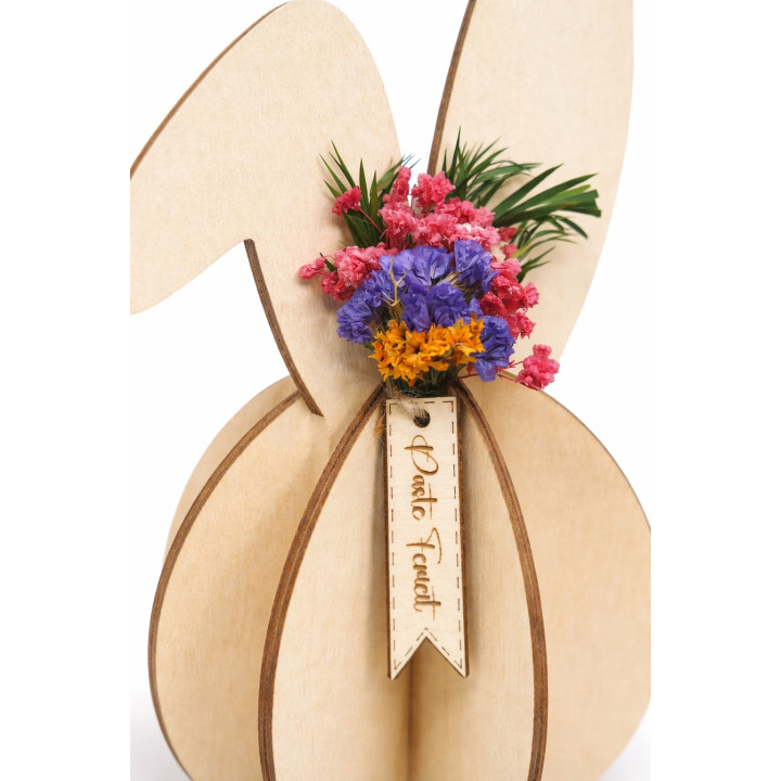 Personalized Easter Bunny | Wood & Dried Flowers