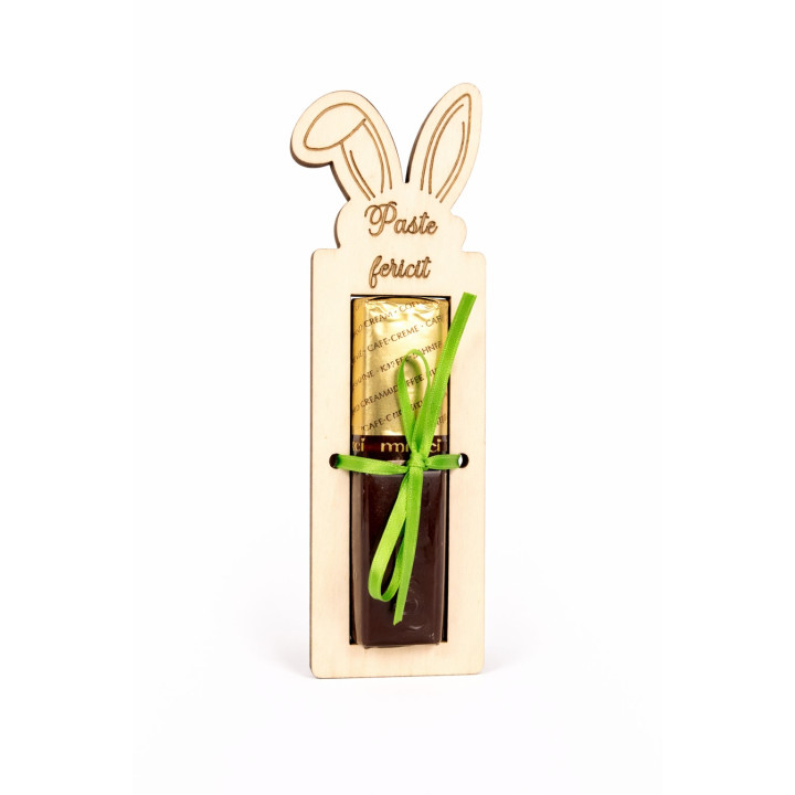 Holz-Hase „Frohe Ostern” + Schokolade | RoArtizan
