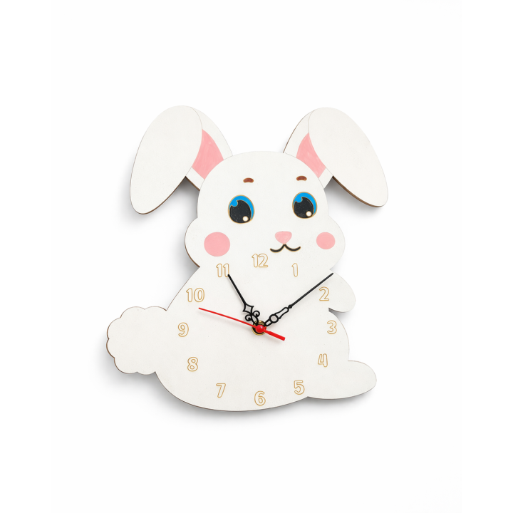 Wanduhr Hase aus MDF – Kinderzimmer Deko