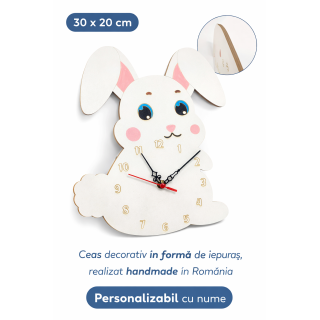 Wanduhr Hase aus MDF – Kinderzimmer Deko