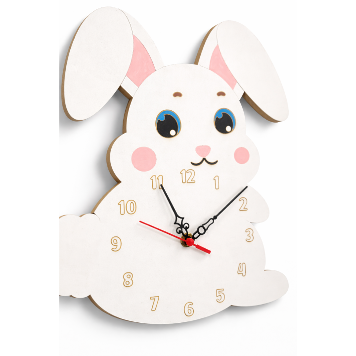Wanduhr Hase aus MDF – Kinderzimmer Deko