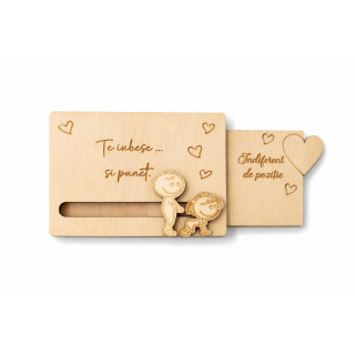 Holzplakette mit Geheimnachricht Ich liebe dich – personalisiert