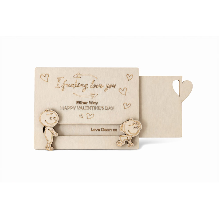 Personalized wooden sliding card – I Love You Either Way