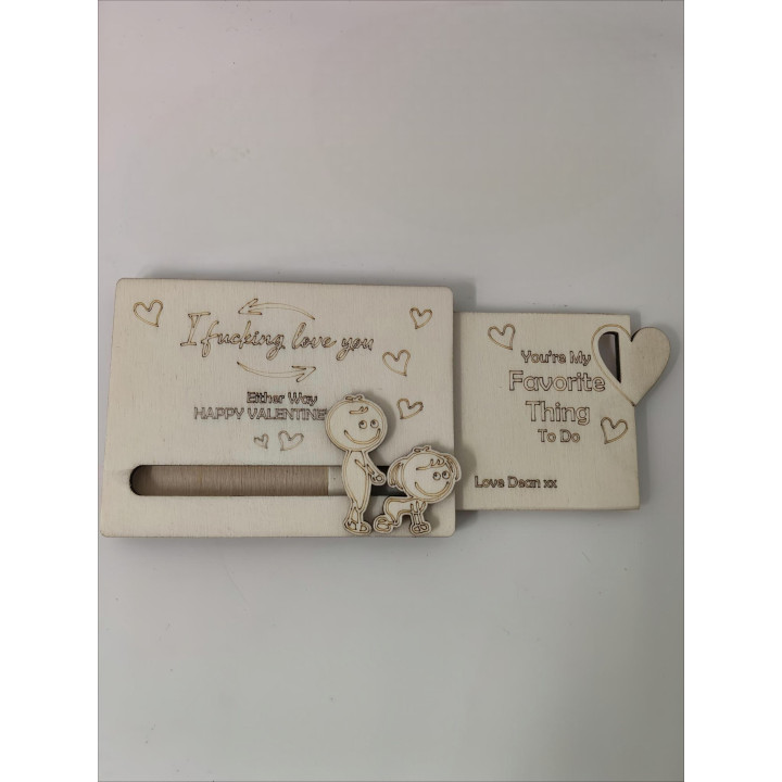 Card glisant din lemn personalizat I Love You Either Way