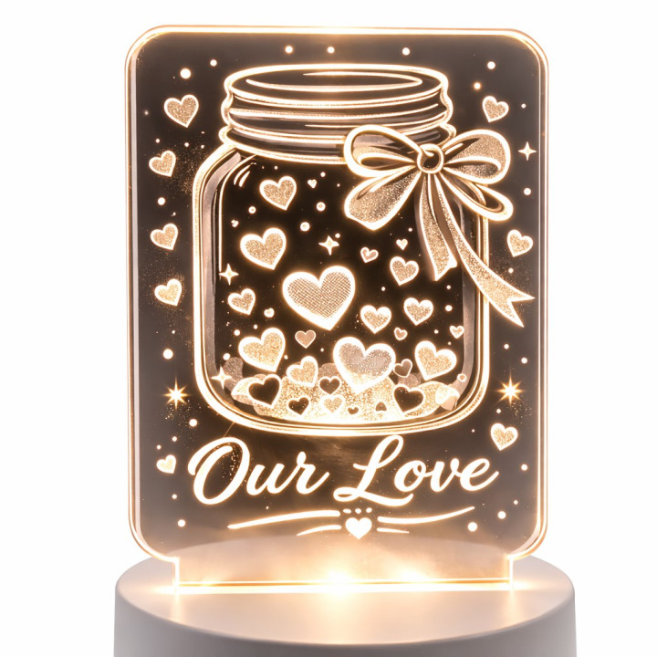 LED Lamp Our Love 10 cm – Personalized, Handmade RO