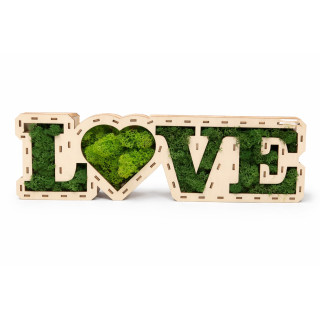 LOVE Deko mit konserviertem Naturmoos 40x20 cm