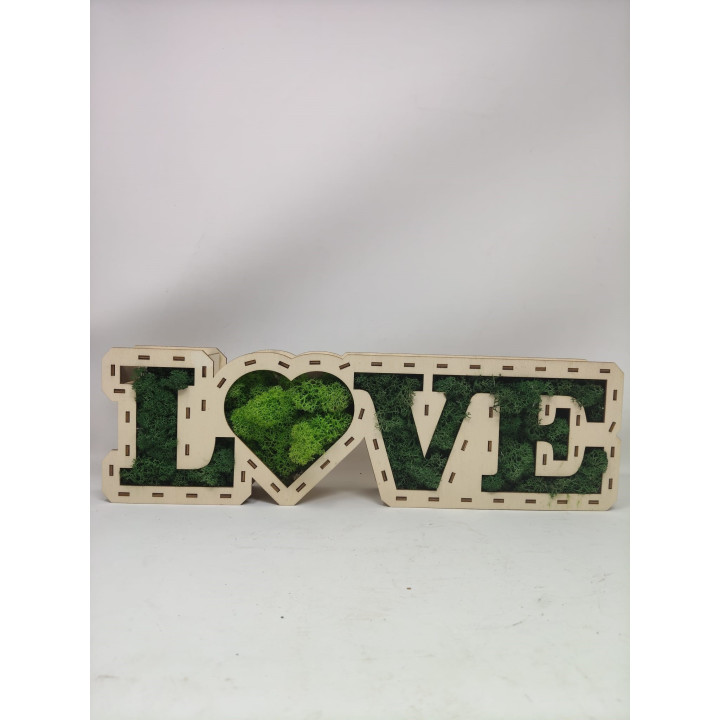 LOVE Deko mit konserviertem Naturmoos 40x20 cm