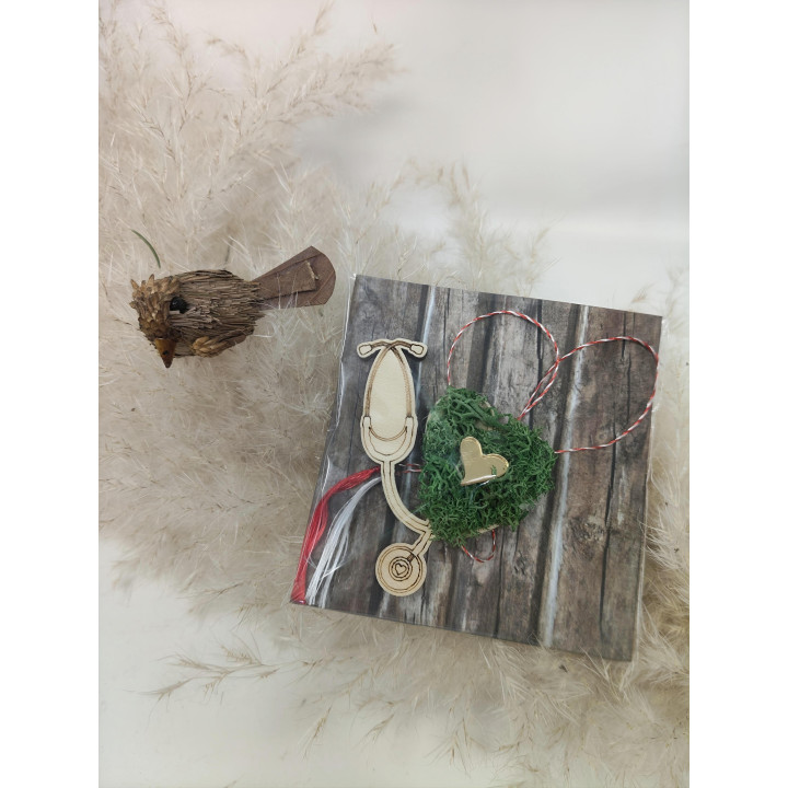 Martisor Stethoskop mit Flechten-Herz | Personalisiert