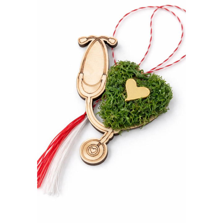 Martisor Stethoscope with Lichen Heart | Personalized