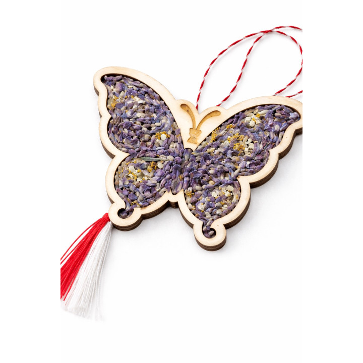 Martisor Butterfly with Dried Flowers – Handmade, Custom