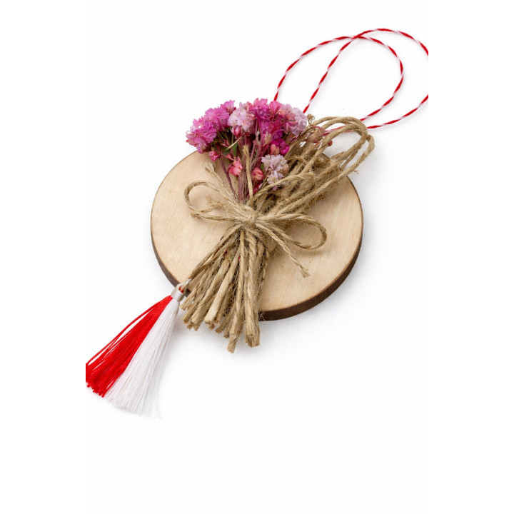 Rustic Martisor with dried flowers & jute – customizable
