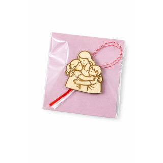 Martisor Familien-Umarmung aus Holz - Personalisiert
