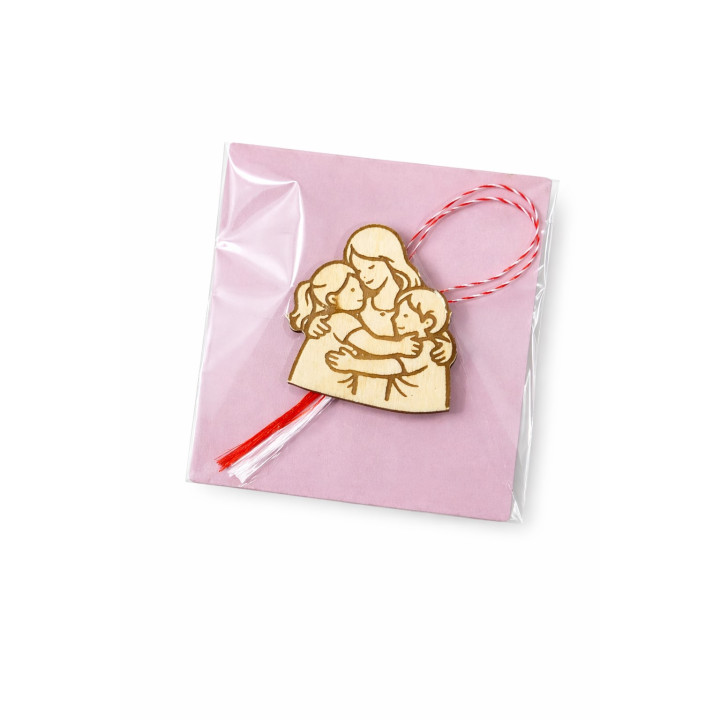 Martisor Familien-Umarmung aus Holz - Personalisiert