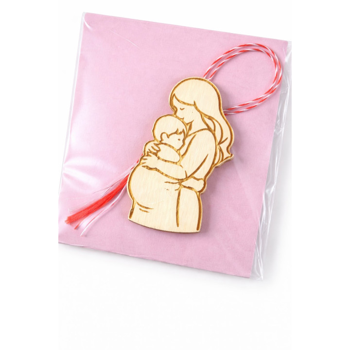 Martisor Mutter & Kind aus Holz – Personalisiert