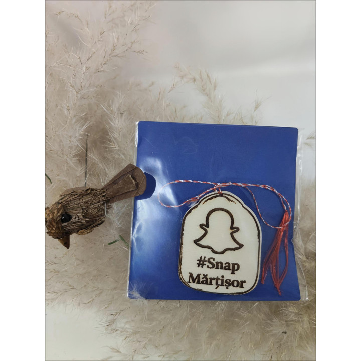 Wooden Snapchat Mărțișor – #SnapMărțișor, laser-cut