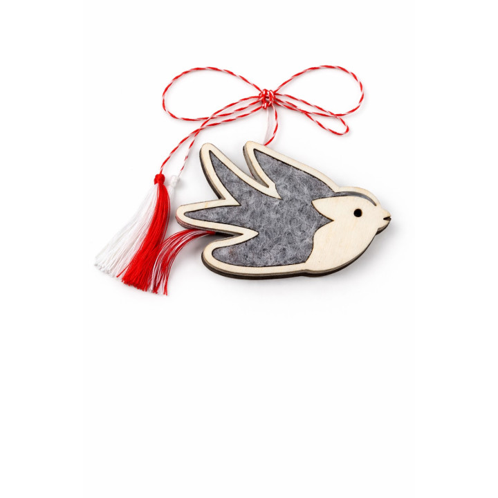 Swallow Martisor in Wood & Felt | Handmade in Romania