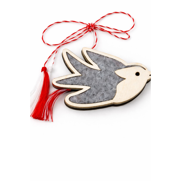 Swallow Martisor in Wood & Felt | Handmade in Romania