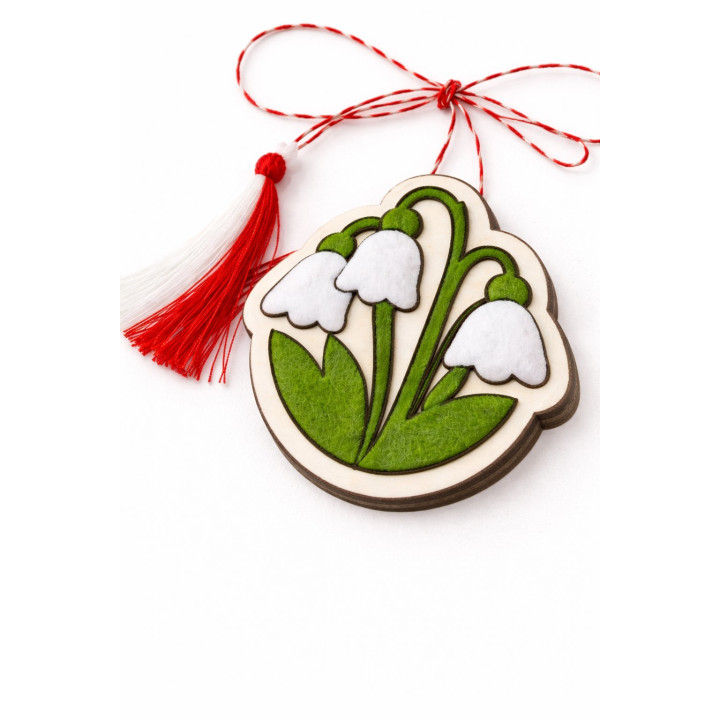 Mărțișor Ghiocel din Lemn și Fetru 3D