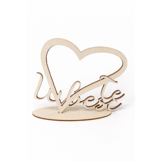 Ramă Foto Iubesc cu Inimă din Lemn