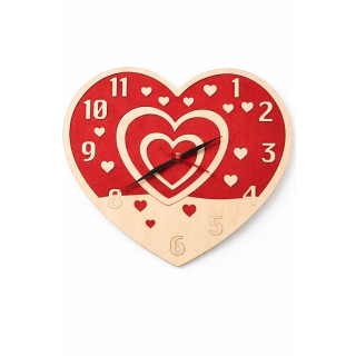 Herz-Wanduhr Love – Holz & Filz, 30 cm, Leise