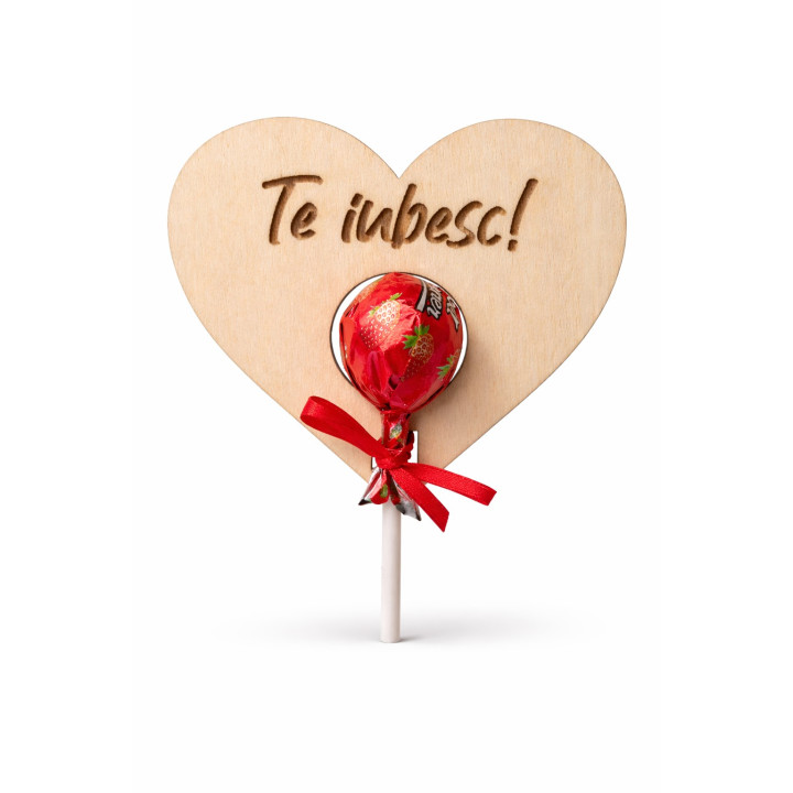 Holzherz Ich liebe dich mit Lutscher – personalisiert