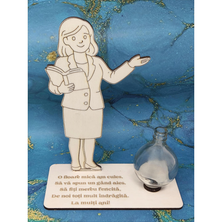 Personalisiertes Lehrerin-Geschenk – Blumenhalter aus Holz