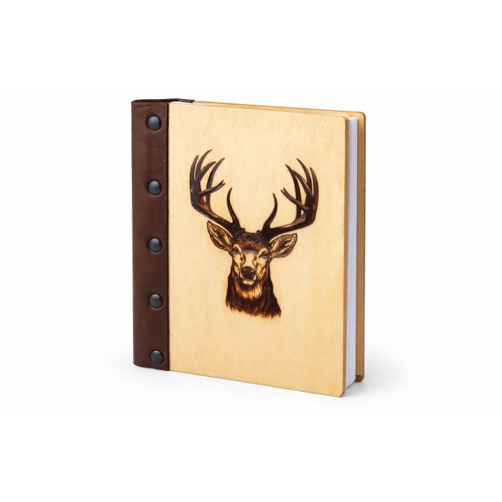 Personalized Wooden Notebook – Stag Head | RoArtizan
