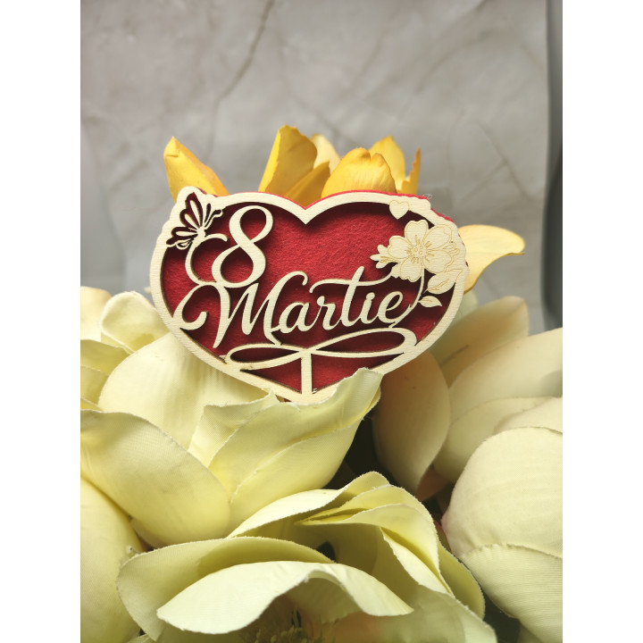 Heart Cake Topper 8 March – Personalized Wood & Felt