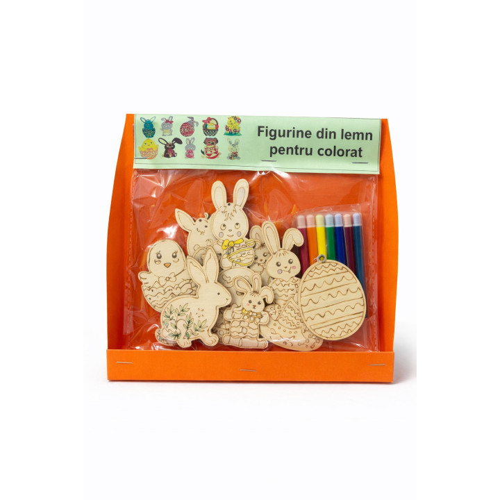 Kit creativ Paste Figurine din lemn pentru colorat