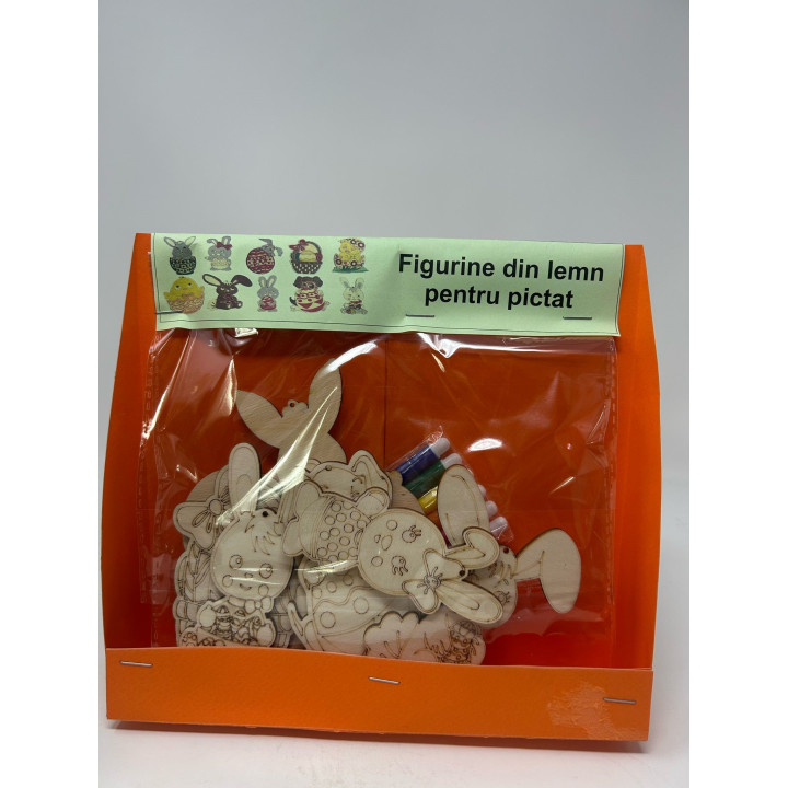 Kit creativ Paste Figurine din lemn pentru colorat