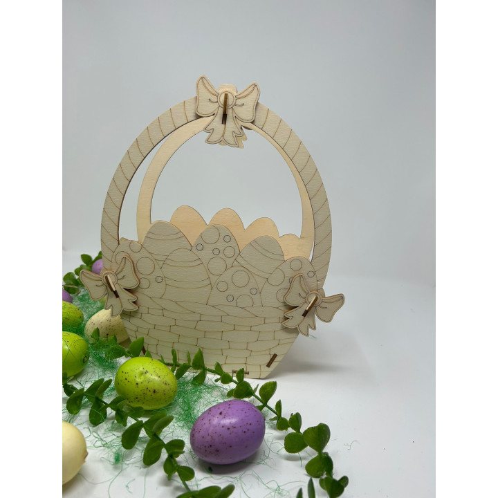 Easter Wooden Egg-Shaped Basket with Handle | RoArtizan