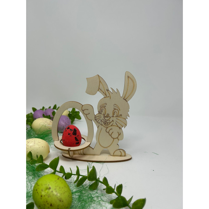 Wooden Easter egg holder with bunny – handmade