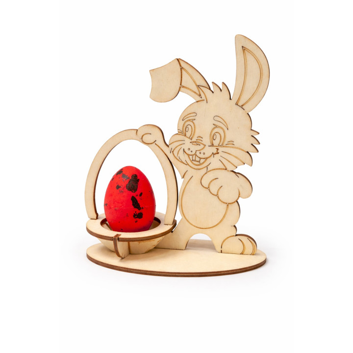 Wooden Easter egg holder with bunny – handmade