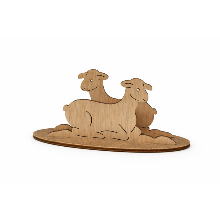 Decor Paște cu Mieluși din Lemn – Ornament Rustic Handmade