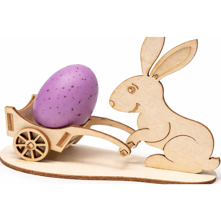 Bunny with Wheelbarrow – Wooden Egg Holder | RoArtizan