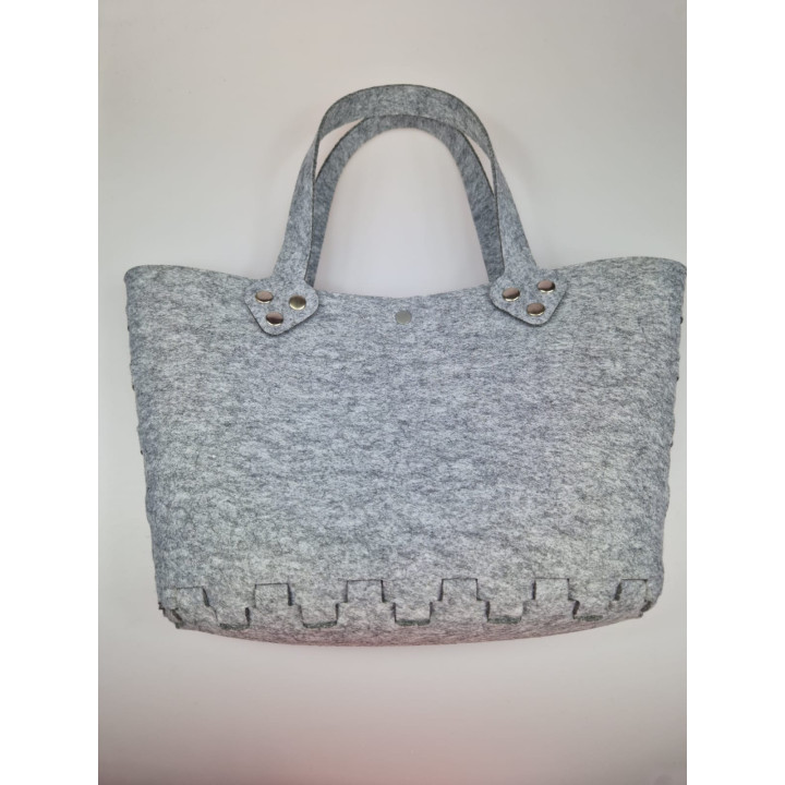 Geanta tote handmade fetru gri