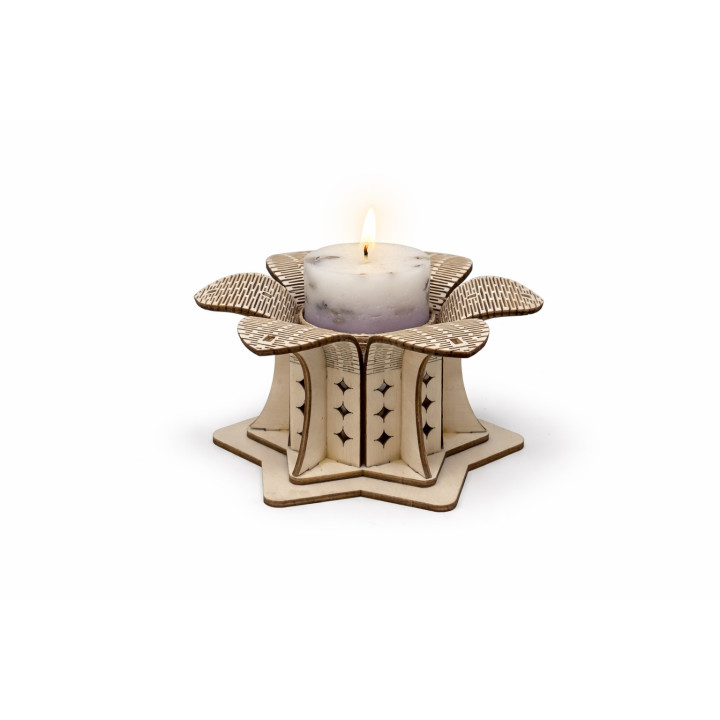 Teelichthalter Blume aus Holz – Kerzenhalter