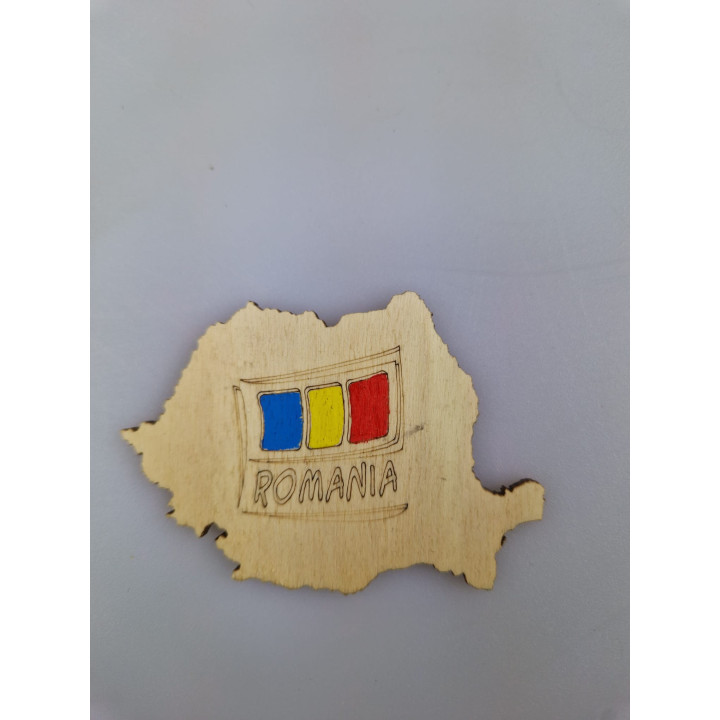 Holz-Magnet Rumänien Karte – handbemaltes Souvenir