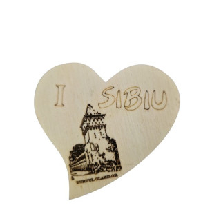 I Love Sibiu Wooden Magnet – Potters' Tower