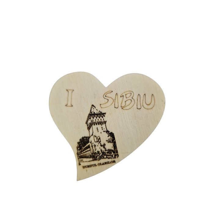 Holzmagnet I Love Sibiu – Töpferturm