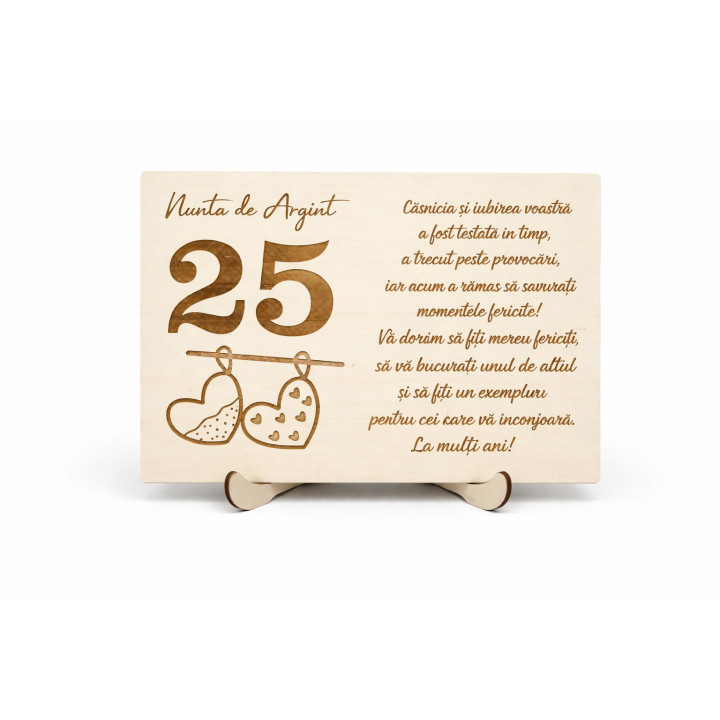 Silver Wedding 25th Anniversary Engraved Wooden Plaque